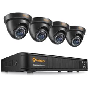 Anlapus 1080P Sistema di Sorveglianza Esterno 8CH Videoregistratore DVR con 4 Videocamere di Sicurezza Impermeabile, senza Disco Rigido, Visione Notturna, Allarme di Movimento