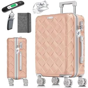 KESSER® Valigia da viaggio in ABS rigida con serratura a combinazione, bilancia e portafoglio, ruote a 360°, valigetta per business, trolley con asta telescopica e maniglia