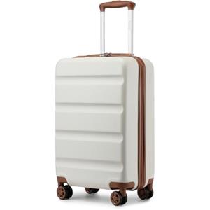 KONO Valigia da cabina 55 cm, piccolo valigie trolley bagaglio a mano per viaggi e affari, leggera rigida serratura TSA, doppie ruote girevoli (Bianco Crema, 55 x 35 x 22 cm)