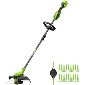Greenworks 24V Tagliabordi a batteria, larghezza di taglio 33 cm, testa del motore rotante e inclinabile di 90°, con bobina di cavo e 20 lame in plastica, senza batteria né caricabatterie