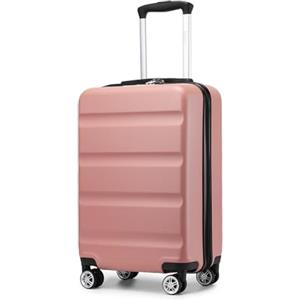 KONO Valigia da cabina 55 cm, piccolo valigie trolley bagaglio a mano per viaggi e affari, leggera rigida serratura TSA, doppie ruote girevoli (Nudo, 55 x 35 x 22 cm)
