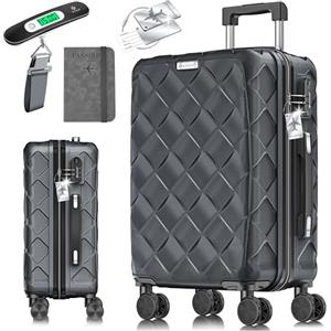 KESSER® Valigia da viaggio in ABS rigida con serratura a combinazione, bilancia e portafoglio, ruote a 360°, valigetta per business, trolley con asta telescopica e maniglia