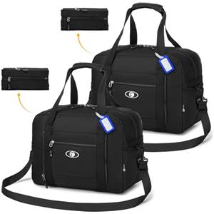 BAGZY Borsone da Viaggio 40x30x20 Wizzair 25L Bagaglio a Mano 20x30x40 Vueling Impermeabile Borse per Aereo Borsa Viaggio Pieghevole per Ospedale Weekend Ginnastica Sportiva Tracolla Uomo Donna Nero