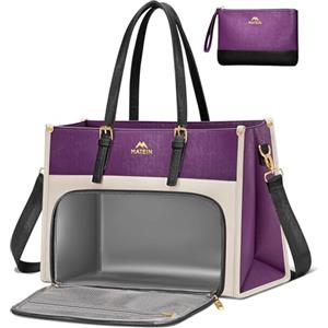 MATEIN Borsa Porta PC Donna con Scomparto Pranzo Isolato, 15,6 Pollici Grande Borsa Tote Elegante con Porta Pranzo, Pochette Impermeabile, Antifurto e Porta USB, per Lavoro Viaggio e Università, Viola