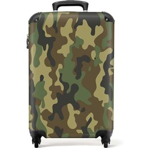 NoBoringSuitcases.com bagaglio a mano, trolley, valigia da 10 kg, rigida, leggera, valigie da viaggio per cabina, aereo, con 4 ruote girevoli, manico estensibile, 55x40x20 cm Motivo mimetico esercito