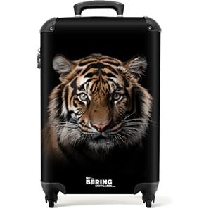 NoBoringSuitcases.com Valigia Trolley Bagaglio a Mano 55x40x20 cm, 10 kg (Tigre - Arancione)