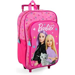 PERLETTI Zaino Trolley Bambina Asilo - Zainetto Bimba Scuola Materna con Carrello Removibile Rosa Fucsia - Zaino da Viaggio Bagaglio a Mano Bimbe con Tasca Frontale - Dimensioni 36x24x12cm