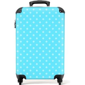 NoBoringSuitcases.com bagaglio a mano, trolley, valigia da 10 kg, rigida, leggera, valigie da viaggio per cabina, aereo, con 4 ruote girevoli, manico estensibile, 55x40x20 cm, Punti su sfondo azzurro