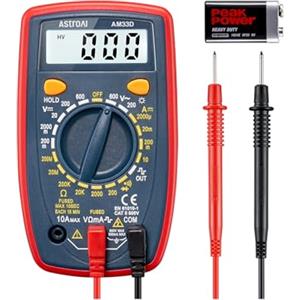 AstroAI Tester Elettricista 2000 Conteggi, Multimetro Digitale Professionale, Voltmetro, Tester Digitale, Misuratore di Corrente DC, Tensione AC/DC, Resistenza, Continuità e Test Diodi