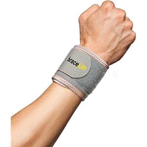BraceUP Fascia Polso a Compressione - Supporto Polso Regolabile per Palestra, Tennis, Allenamento e Sport - Fascia Stabilizzante Taglia Unica per Uomo e Donna (Argento)