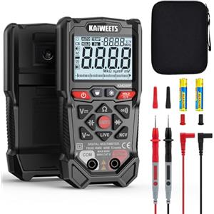KAIWEETS Multimetro Digitale 4000 Conteggi KAIWEETS, Voltmetro Intelligente con Gamma Automatica, Operato a Pulsanti con Test NCV e Filo Sotto Tensione, Tester Tensione CA/CC per Fai Da Te Elettrico