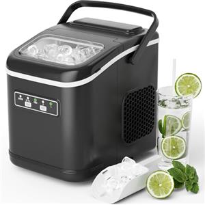 LIFERUN Macchina Ghiaccio, 12 kg/24h, 9 Cubetti di Ghiaccio in 6 Minuti, 2 Dimensioni di Ghiaccio, Silenzioso, Macchina del Ghiaccio Casa Autopulente con Maniglia/Cestello/Paletta, per Cucina/Ufficio/Bar