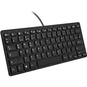 M MC Saite MCSaite Wired Mini tastiera nera - resistente agli spruzzi, mini tastiera senza blocco numerico, design ergonomico compatto per PC desktop Windows, laptop (QWERTZ tedesco)