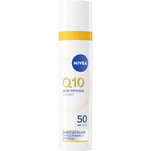 NIVEA Q10 Anti-Rughe Expert Fluido UV Quotidiano SPF 50 40 ml, Crema viso antirughe a tripla azione con protezione solare, Crema viso SPF 50 con Q10 Puro e Glycostop contro raggi UV e rughe