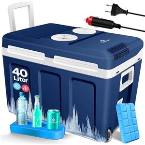 KESSER® Frigo box 40L con ruote | per mantenere il calore e il raffreddamento | frigo box termoelettrico | 12 Volt e 230 Volt| Mini frigo | Box termico per auto| incl. Pacchetti di raffreddamento