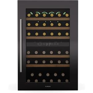KLARSTEIN Vinsider 57 Duo Cantinetta Vino Doppia Temperatura - 57 Bottiglie, 5-22°C, 2 Zone, Ripiani in Legno, Silenziosa 38 dB, Da Incasso, Protezione UV