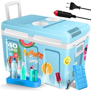 KESSER® Frigo box 40L con ruote | per mantenere il calore e il raffreddamento | frigo box termoelettrico | 12 Volt e 230 Volt| Mini frigo | Box termico per auto| incl. Pacchetti di raffreddamento