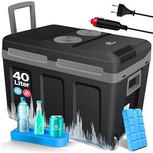 KESSER® Frigo box 40L con ruote | per mantenere il calore e il raffreddamento | frigo box termoelettrico | 12 Volt e 230 Volt| Mini frigo | Box termico per auto| incl. Pacchetti di raffreddamento