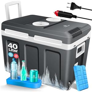 KESSER® Frigo box 40L con ruote | per mantenere il calore e il raffreddamento | frigo box termoelettrico | 12 Volt e 230 Volt| Mini frigo | Box termico per auto| incl. Pacchetti di raffreddamento