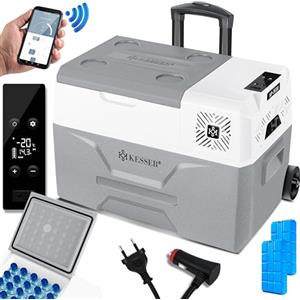 KESSER® Frigobar a compressore 30 litro Frigocongelatore elettrico con controllo tramite app Connessione USB 12/24 V 230 V + ruote telescopiche frigorifero raffreddamento fino a -20 °C per auto