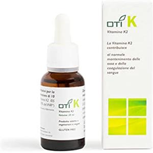 OTI Vitamina K - Integratore Alimentare Naturale OTI a Base di Vitamina K2 - con Olio di Semi di Girasole - Formato in Gocce 20 ml. - Made in Italy