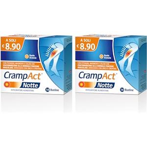 linea ACT Crampact Notte, Integratore Alimentare con Potassio, Magnesio e Calcio per la Regolare Funzione Muscolare, GUSTO ARANCIA - 1 Confezione Bipack da 28 Bustine