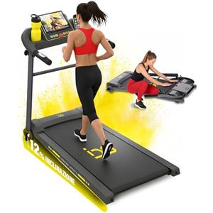 IDS G14 Tapis Roulant Elettrico Salvaspazio, Brand ITALIANO, Tappeto Corsa Extra Large (40 cm), 12 km/h, Inclinazione, Telaio Rinforzato, Display, Supporto Tablet, Garanzia e Assistenza ITALIA