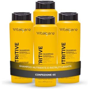 Vitalcare | Nutritive - Shampoo Nutriente e Ristrutturante, Shampoo per Capelli Secchi e Spenti, con Ceramidi Vegetali e Pantenolo, 4 x 500 ml
