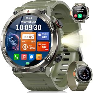 Blackview Smartwatch Uomo, Orologio Intelligente Fitness con Chiamate Bluetooth,1.45" Militari Smart Watch Tracker 100+ Modalità Sportive per Cardiofrequenzimetro,SpO2, Torcia,Bussola per Android iOS