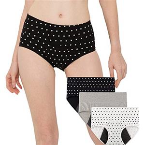 INNERSY Mutande Mestruali Assorbenti Donna Slip Cotone Mutandine Incontinenza Lavabili Pacco da 3 (36, Nero/Bianco/Grigio)