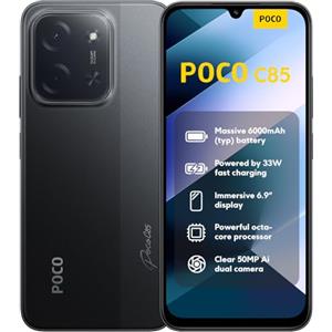 XIAOMI POCO C85, Smartphone 8+256GB, Display 6,9" 120Hz 7,99mm Design, MediaTek Helio G81-Ultra Octa-core, Doppia fotocamera AI da 50MP, 6000mAh, garanzia di 2 anni, Nero, Caricabatteria non incluso