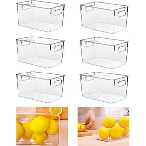 HPYLIF·H Set di 6 contenitori da cucina con manici, robusti e trasparenti, organizzazione per cucina, frigorifero, armadi, bagno, senza BPA, 24 x 13 x 11 cm