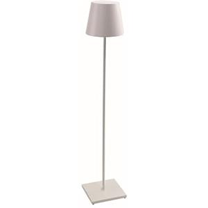 Zafferano Poldina XXL - Lampada da Terra Ricaricabile e Senza Fili, Controllo Touch, Dimmerabile, Altezza Regolabile 69-150 cm, Colore Bianco