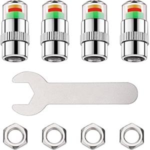 cobee Tappi Stelo valvola di monitoraggio Pressione Pneumatici per Auto 4 Pezzi Tappi valvola Pneumatici universali per sensore Pneumatico 4 Pezzi Chiave Dado antifurto 3 Colori