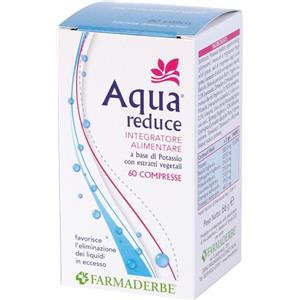 FARMADERBE SRL Aqua Reduce - Integratore alimentare diuretico con estratti vegetali e potassio, 60 compresse