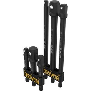 LEXIVON Set Di Adattatori A Bussola, Kit punte Per Avvitatore A Impulsi, per Makita,Milwaukee,Bosch, chiave dinamometrica e a cricchetto,6 pz, Inserti 6.35, 9.5 e 12.7mm, Lunghezza: 7.5-15cm (LX-105)