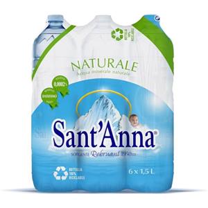 Generico Sant'Anna Acqua Minerale Naturale, Bassissimo Sodio, Fonte Alpina, 1,5L, Confezione da 6 Bottiglie