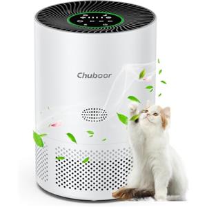 Chuboor Purificatore d'aria anallergico, filtro dell'aria HEPA contro muffa, polvere e peli di animali 305 m³/h CADR per camera da letto fino a 110 m², indicatore di qualità dell'aria, modalità auto