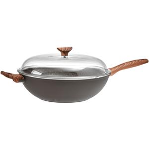 Sambonet Spadella Wok Antiaderente Nera 32cm con Coperchio Rock 'N' Rose