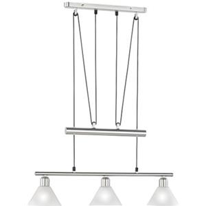 Trio Leuchten Jojo - Lampada a sospensione moderna, 3 punti luce E14, 40W, lunghezza 67 cm, grigio e bianco