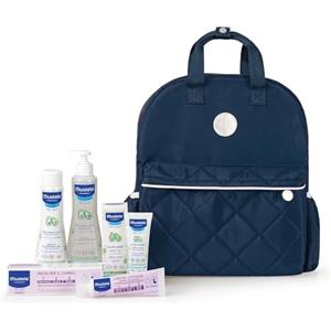 Mustela Zaino Prime Coccole con Prodotti Kit Nascita per Viso, Corpo, Cambio Pannolino, Neonati e Bambini - Fin Dalla Nascita, Idea Regalo Neonato (Colore Blu)