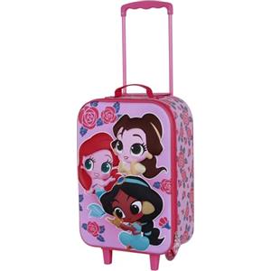 Disney Principesse Flowers-Valigia Trolley Soft 3D, Rosa, 17 x 33 x 52 cm, Capacità 26 L