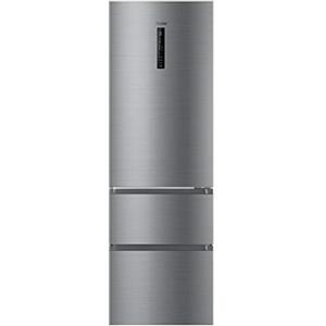 Haier Frigorifero Combinato 3 Porte No Frost 348 L, 190,5x59,5x65,7 cm (AxLxP), Classe E, Zona 0°C, Multi Air Flow, Freezer a Cassetti Easy Access, Silenzioso, Inox HTR3619ENMN