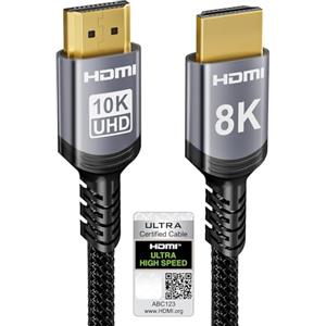 Sniokco 10K 8K 4K Cavo HDMI 2.1 48Gbps 0.5 Metri, Certificato Ultra Alta Velocità Cavi HDMI® 0.01ms 4K 240Hz 165Hz 120Hz 8K 60Hz eARC Netflix HDCP 2.3 2.2 DTS:X HDR10+ TV Monitor Proiettore