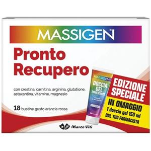 Massigen Pronto Recupero 18 Bustine Edizione Speciale 2025 - Integratore Energetico al Gusto Arancia Rossa con Creatina e Vitamine