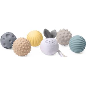 CHICCO Palle Sensoriali Coniglietto - Set da 6 pezzi in PVC e Velour, Stimolazione Tattile e Facili da Afferrare