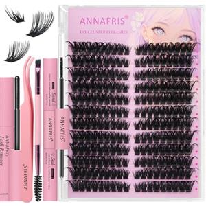 ANNAFRIS Ciglia Finte Ciuffetti Kit Naturali DIY Extension Ciglia Cluster Lashes con Pinze (HS,80P)