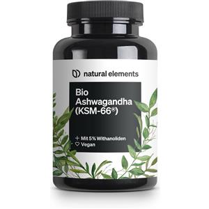 natural elements Ashwagandha biologica - Materia prima premium KSM-66® - Contenuto di withanolidi al 5% - Altamente dosata