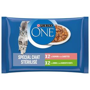 Purina One Cibo Umido per Gatti Adulto Sbucciato in Salsa Salmone e Tacchino - 4 x 85 g