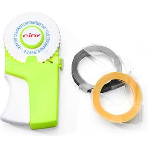 ACAGALA Stampante manuale 3D, mini macchina da scrivere fai da te con 7 rotoli di nastro - 9 mm x 300 cm, etichettatrice manuale per organizzare, fai da te, casa, cucina, scuola, ufficio